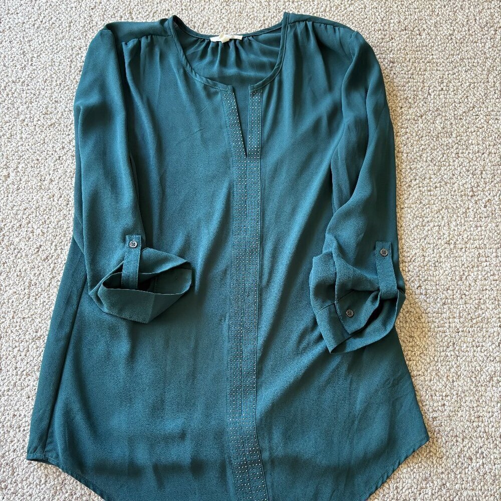 Maurices Forest Green Blouse S Studded Workwear Chic Office Siren